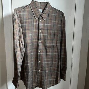 LATITUDE BY NORTHERN ILES Brown Plaid Cotton Burton Up Shirt-L